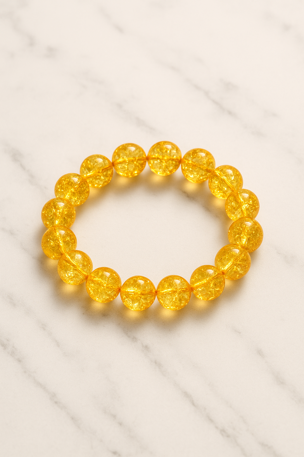 Golden Crackle Glass Bead Bracelet