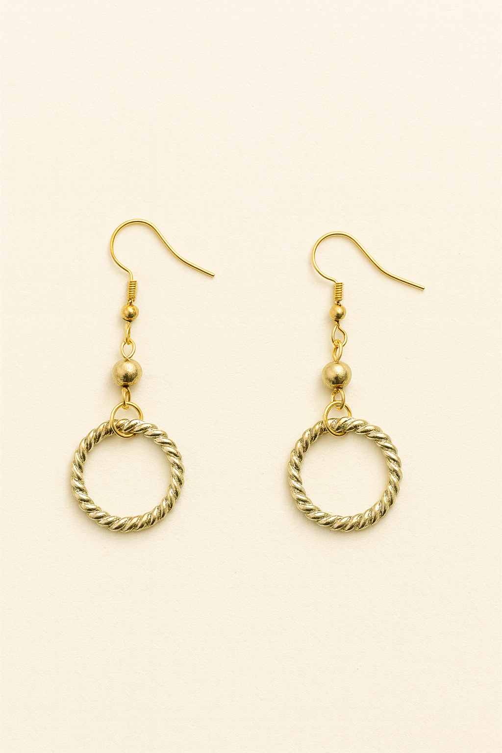 Twist Effect Gold Hoop Dangle Earrings
