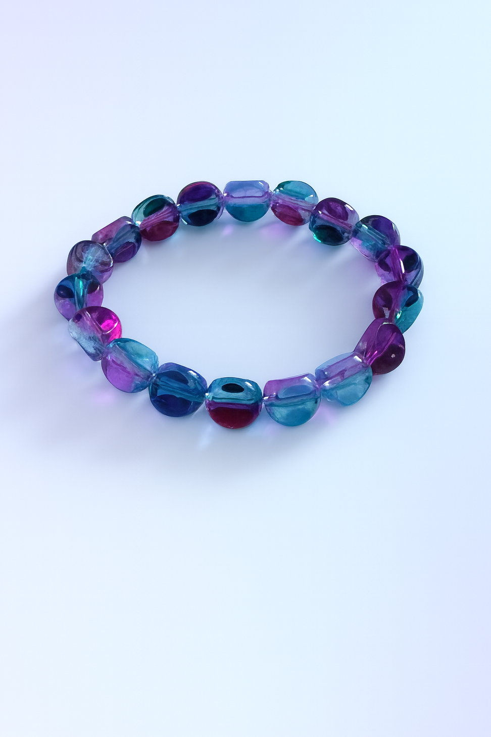 Purple & Teal Beaded Stretch Bracelet