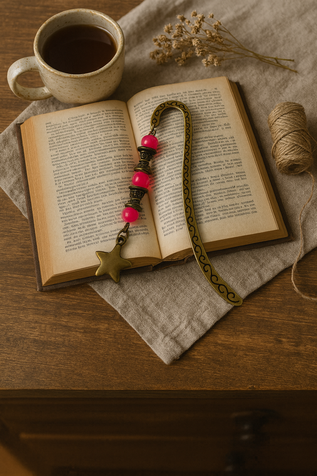 Antique Bronze Beaded Bookmarks with Charms