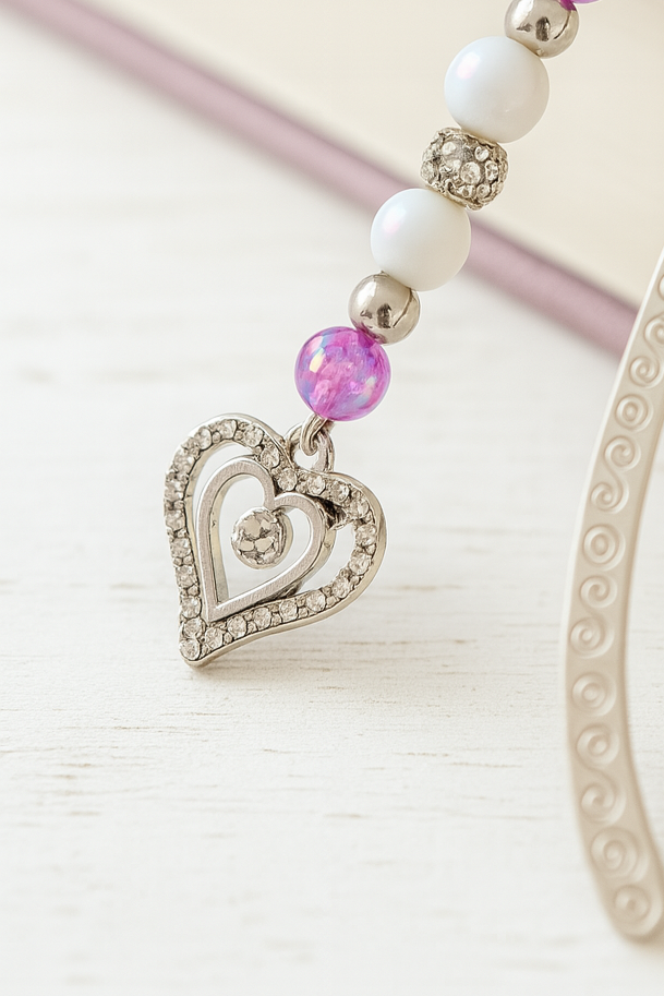 Elegant Heart Charm Bookmark