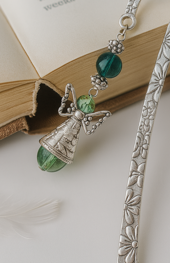 Handcrafted Silver Angel Charm Bookmark