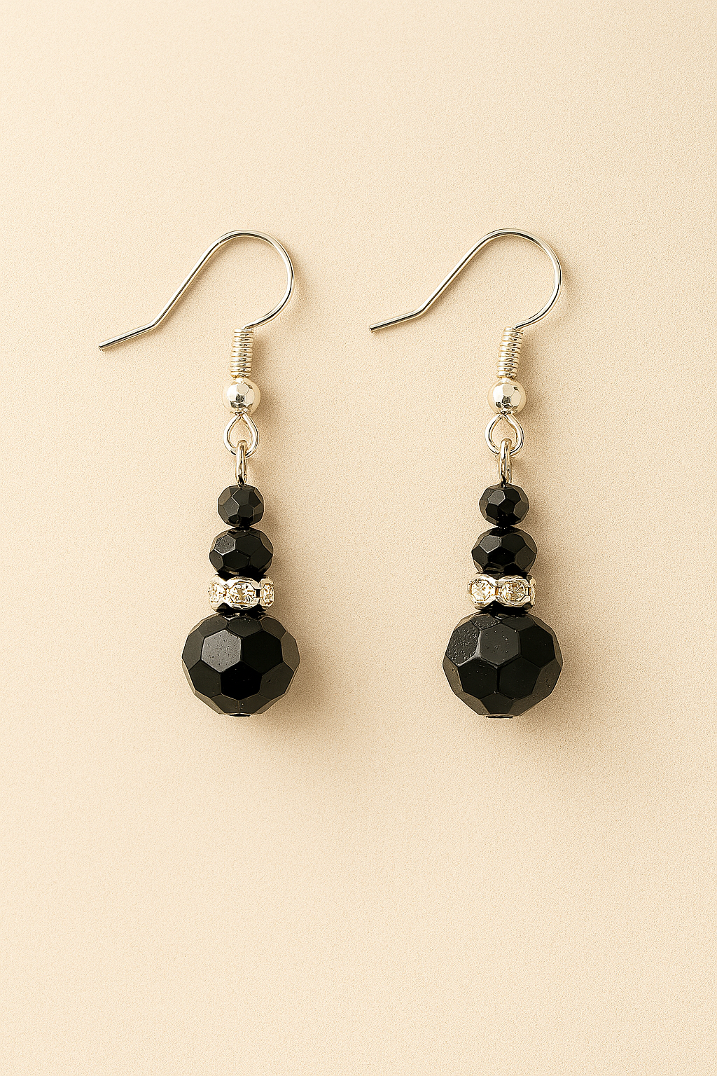 Black Beaded Dangle Earrings