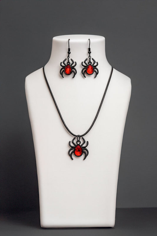 Spider Pendant Necklace & Earrings Set