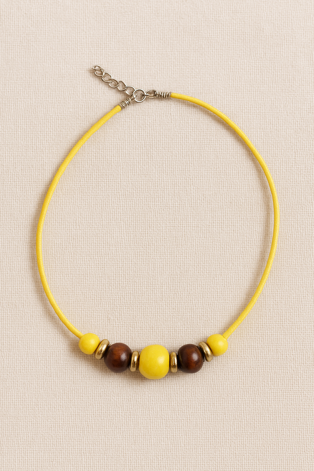 Handmade Yellow & Brown Beaded Necklace