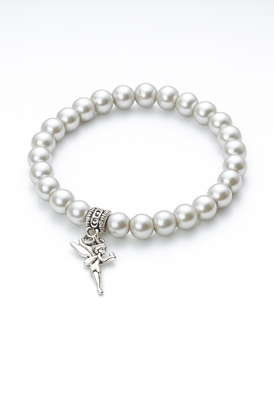 Elegant Faux Pearl Beaded Bracelet with Fairy Charm