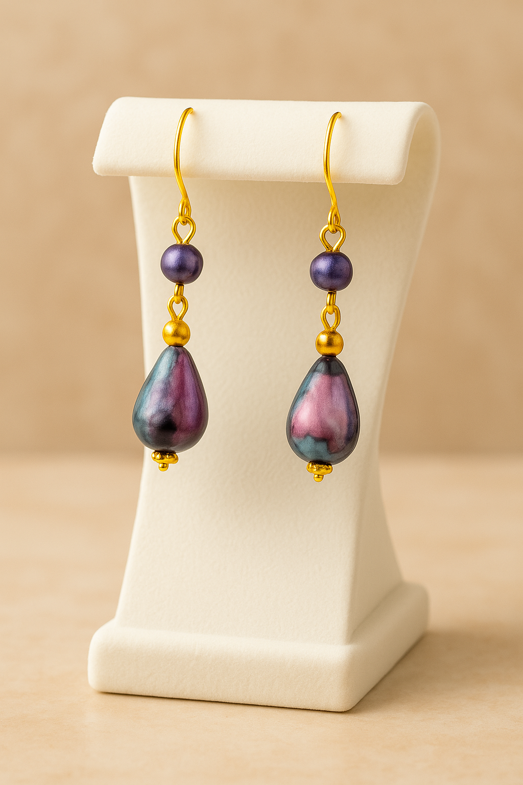 Handmade Purple Teardrop Dangle Earrings