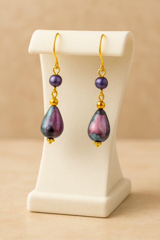 Handmade Purple Teardrop Dangle Earrings
