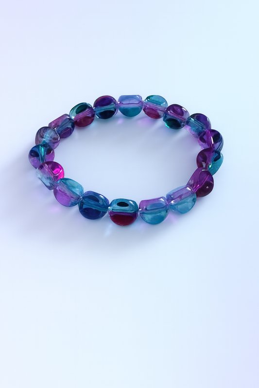 Purple & Teal Beaded Stretch Bracelet