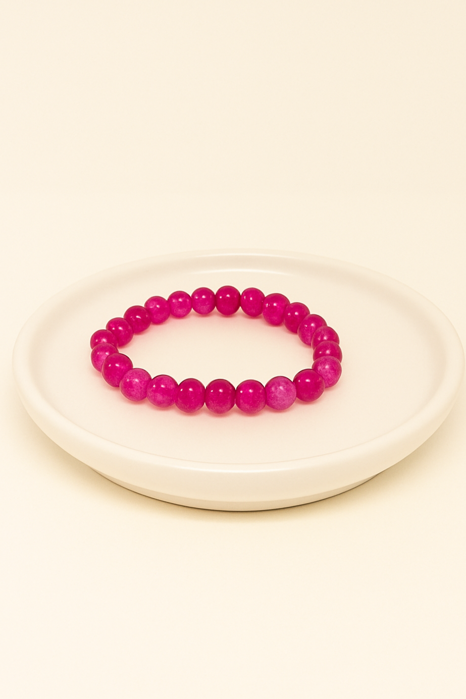 Vibrant Pink Crackle Glass Bead Bracelet