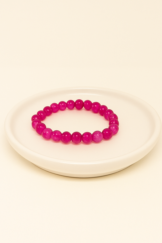 Vibrant Pink Crackle Glass Bead Bracelet