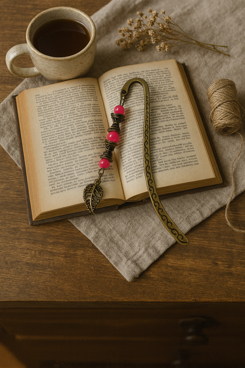 Antique Bronze Beaded Bookmarks with Charms