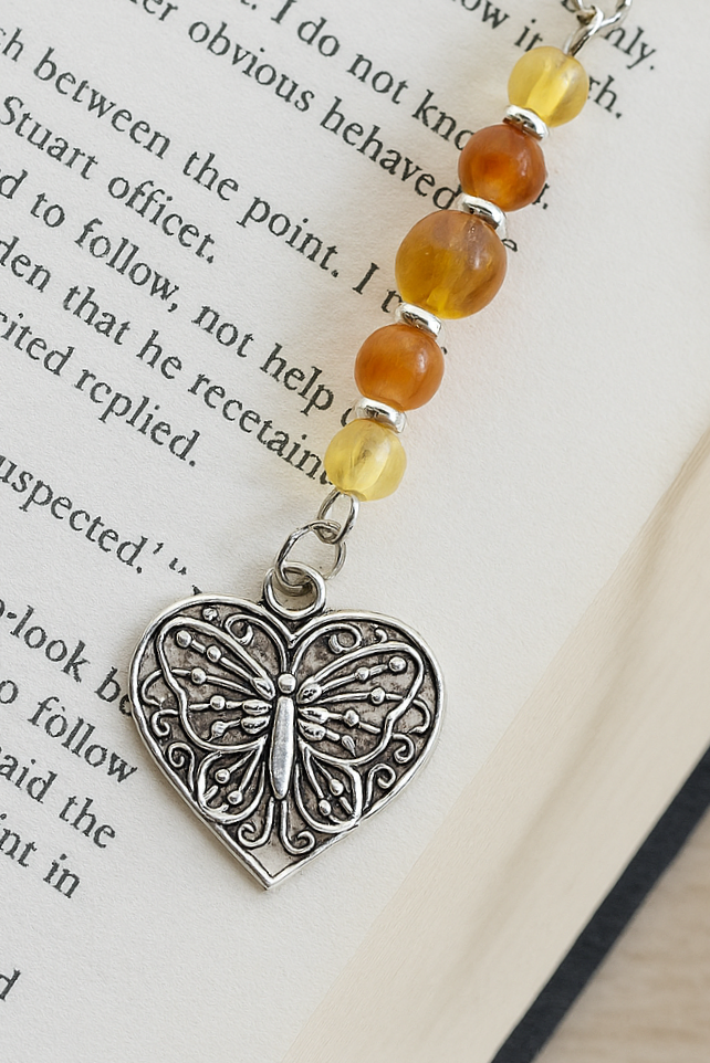Handmade Butterfly Heart Bookmark