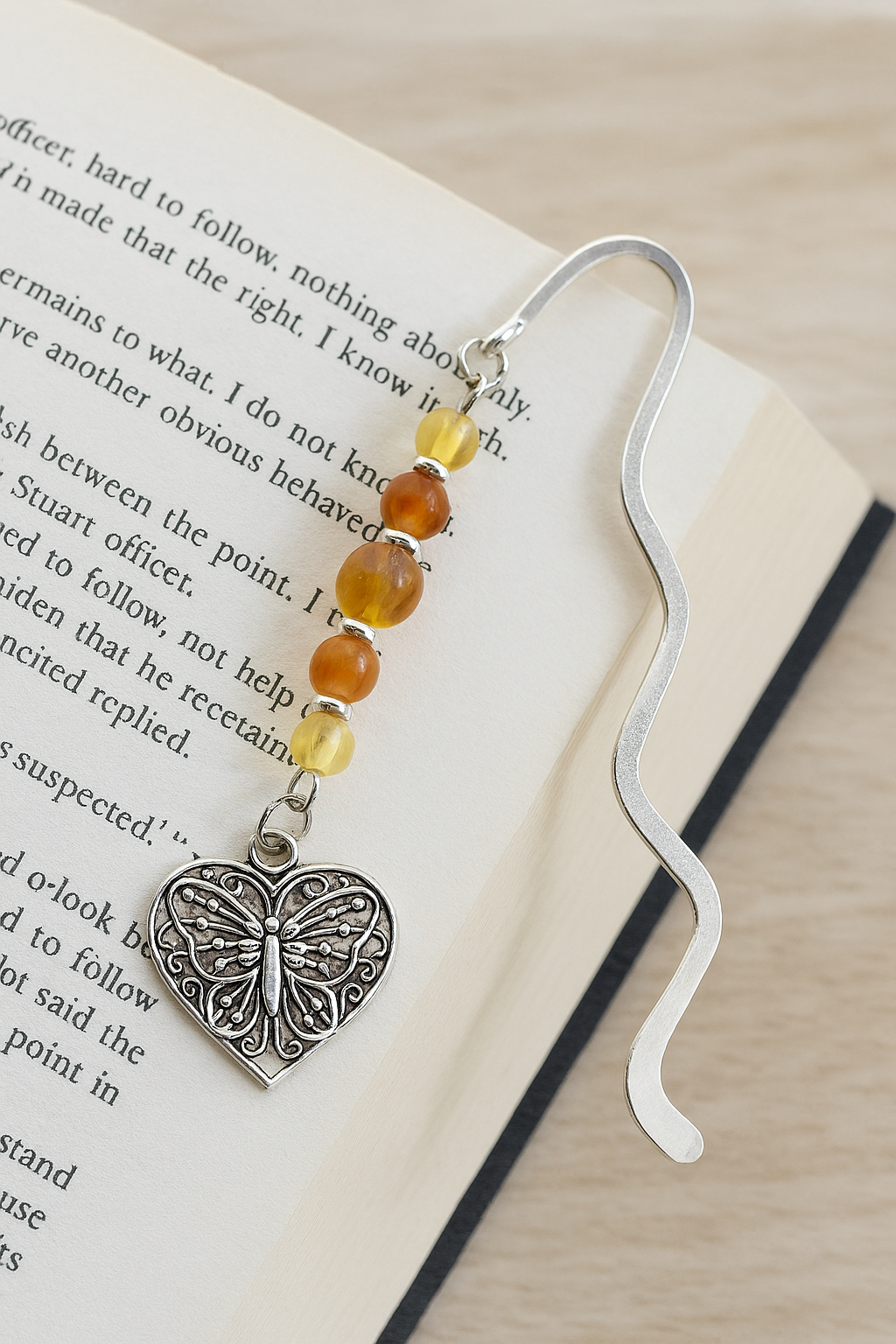 Handmade Butterfly Heart Bookmark