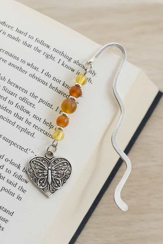 Handmade Butterfly Heart Bookmark