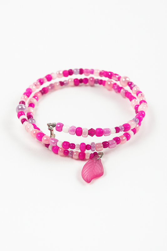 Pink Beaded Memory Wire Bracelet