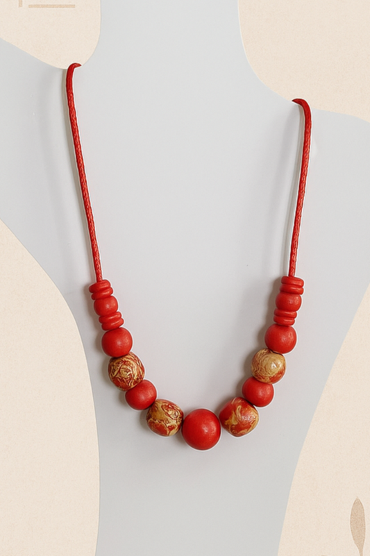 Bold Red Boho Statement Necklace