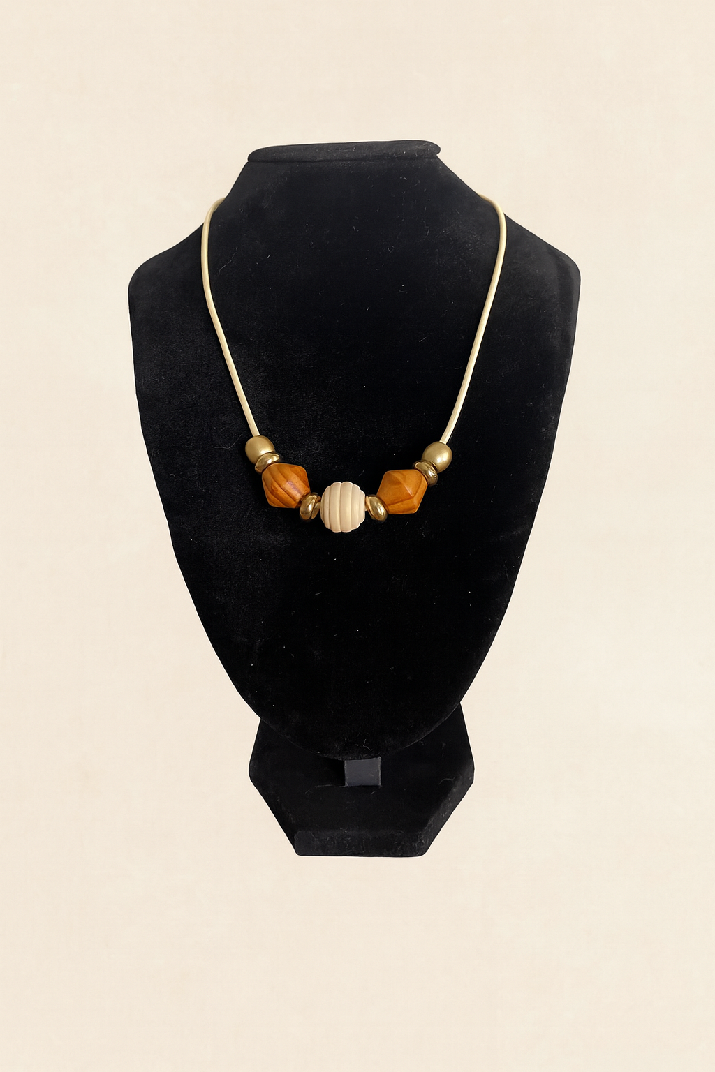 Rustic Boho Wooden Bead Statement Necklace