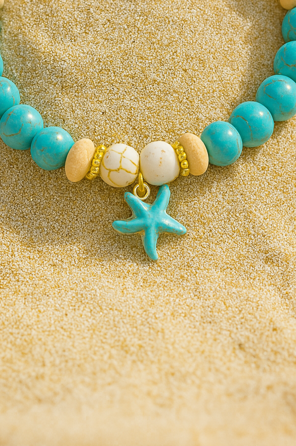 Turquoise Starfish Beaded Bracelet