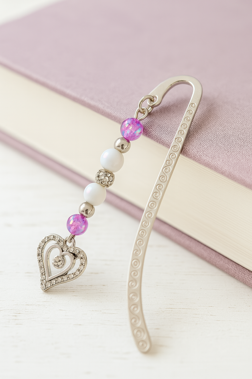Elegant Heart Charm Bookmark
