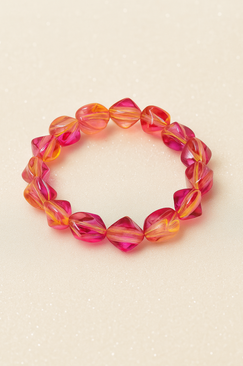 Handmade Pink & Yellow Bead Bracelet