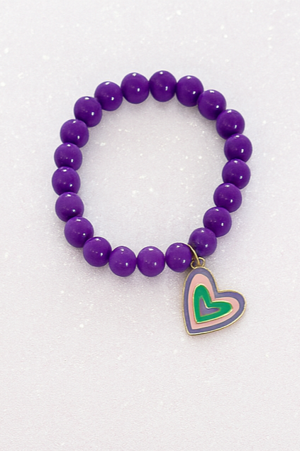 Colourful Kids Heart Charm Bracelet