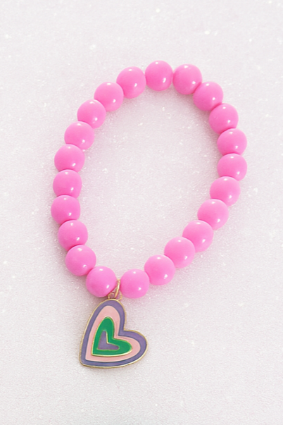 Colourful Kids Heart Charm Bracelet