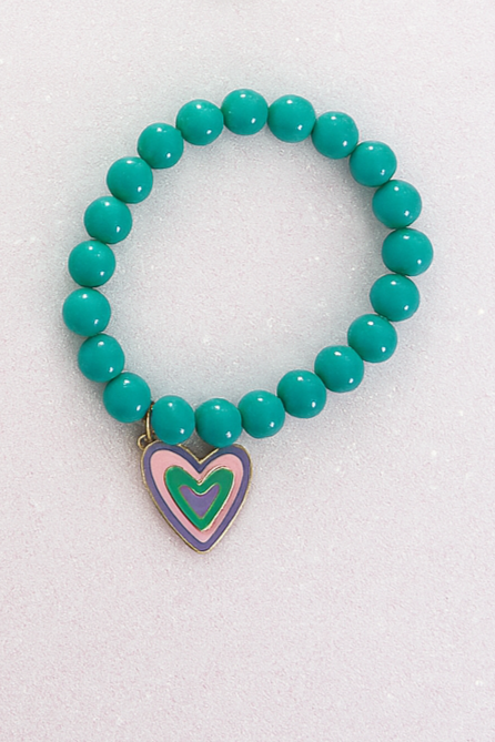 Colourful Kids Heart Charm Bracelet