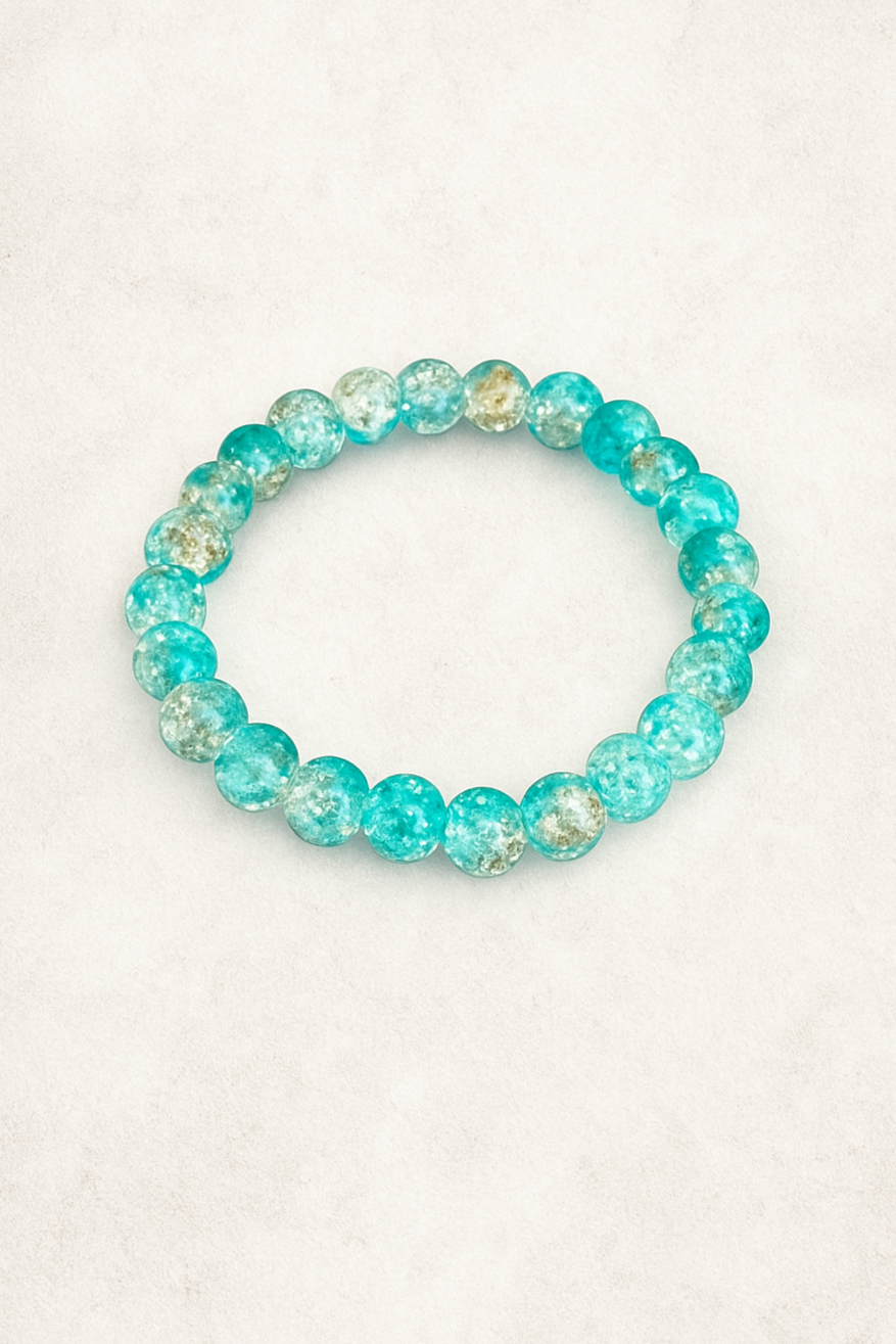 Turquoise Crackle Glass Bead Bracelet