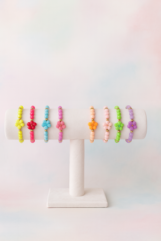 Colourful Beaded Flower Bracelets