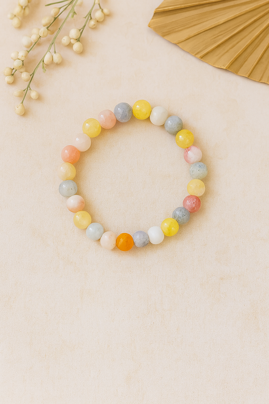 Natural Pastel Beaded Stretch Bracelet