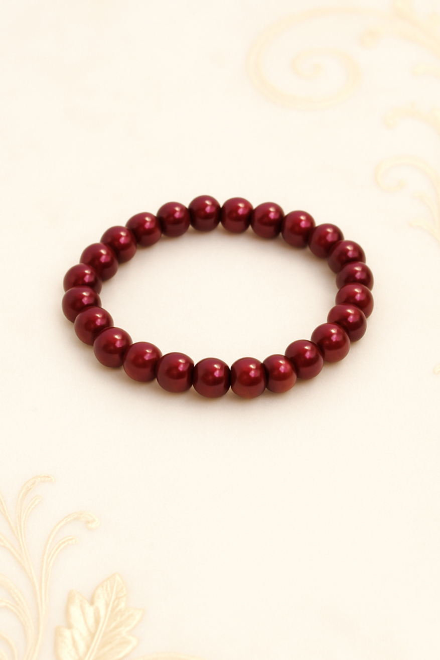 Elegant Burgundy Beaded Stretch Bracelet