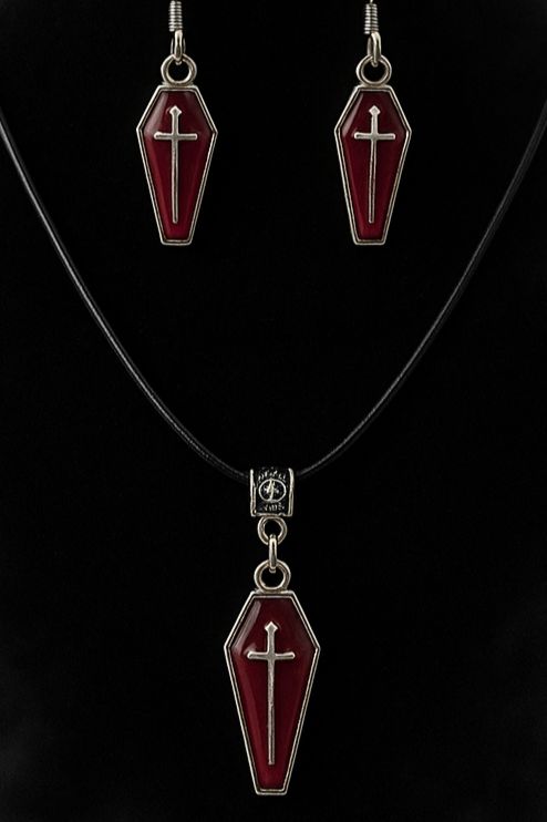 Gothic Coffin Jewelry Set