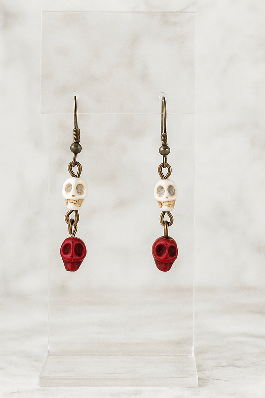 Double Skull Dangle Earrings
