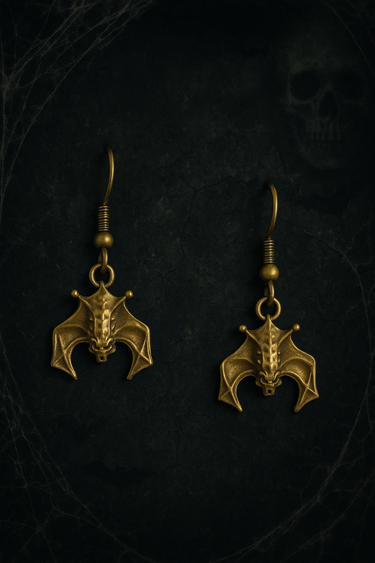 Antique Brass Bat Earrings