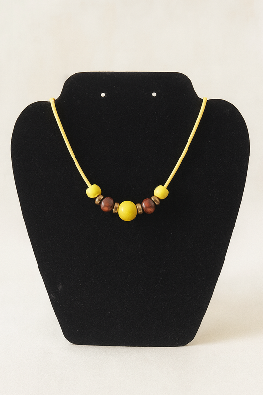 Handmade Yellow & Brown Beaded Necklace