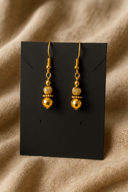 Handcrafted Golden Beaded Drop Earrings