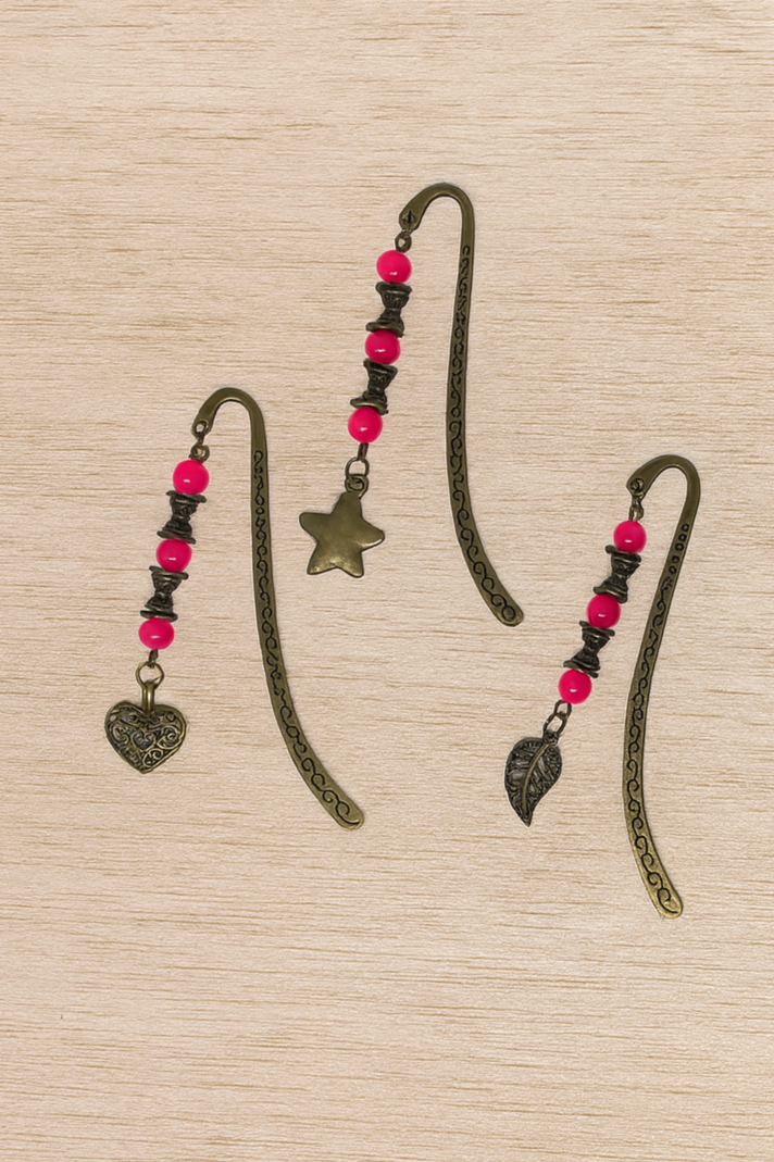 Antique Bronze Beaded Bookmarks with Charms