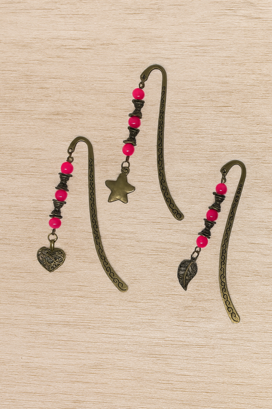 Antique Bronze Beaded Bookmarks with Charms