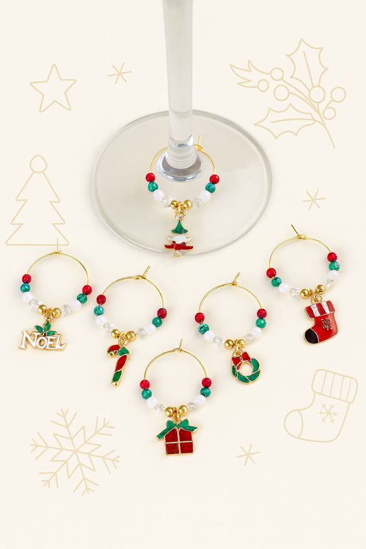 Christmas Wine Glass Charms – Set of 6